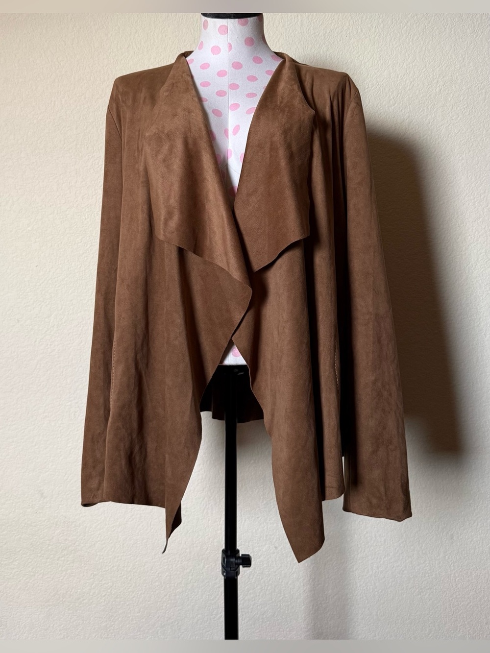 Max Edition Faux Suede Drape Front Jacket